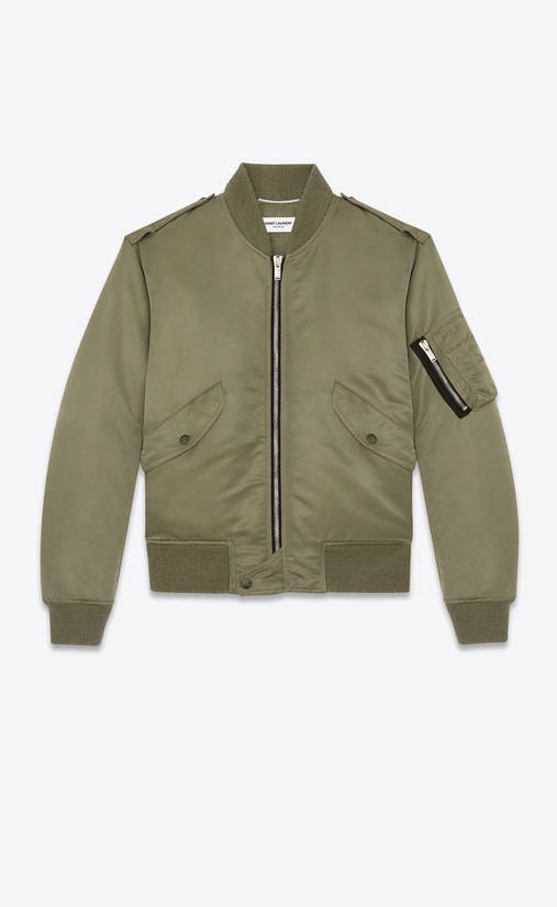 bomber jacket in khaki nylon